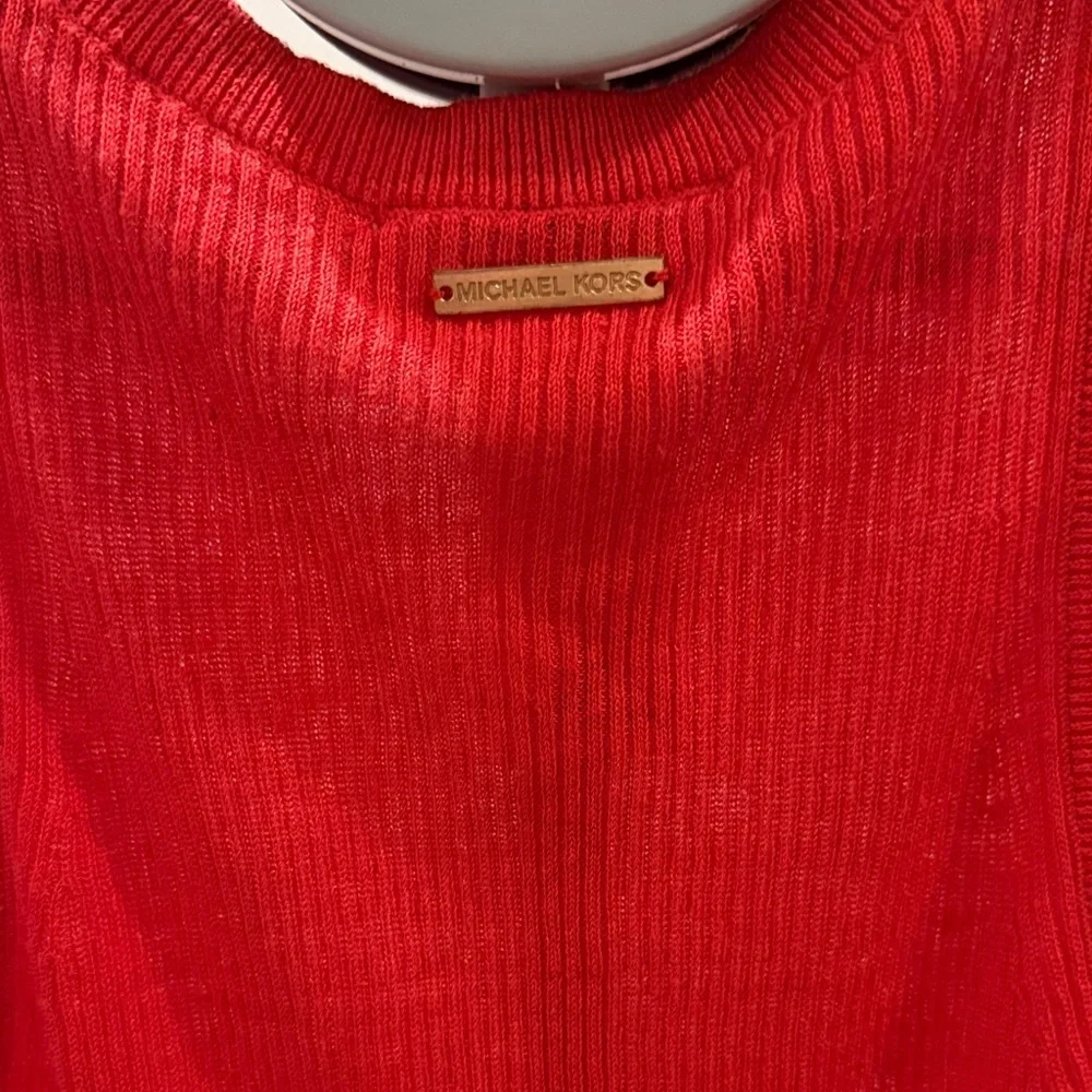 Michael Kors Vibrant Orange Red sleeveless blouse